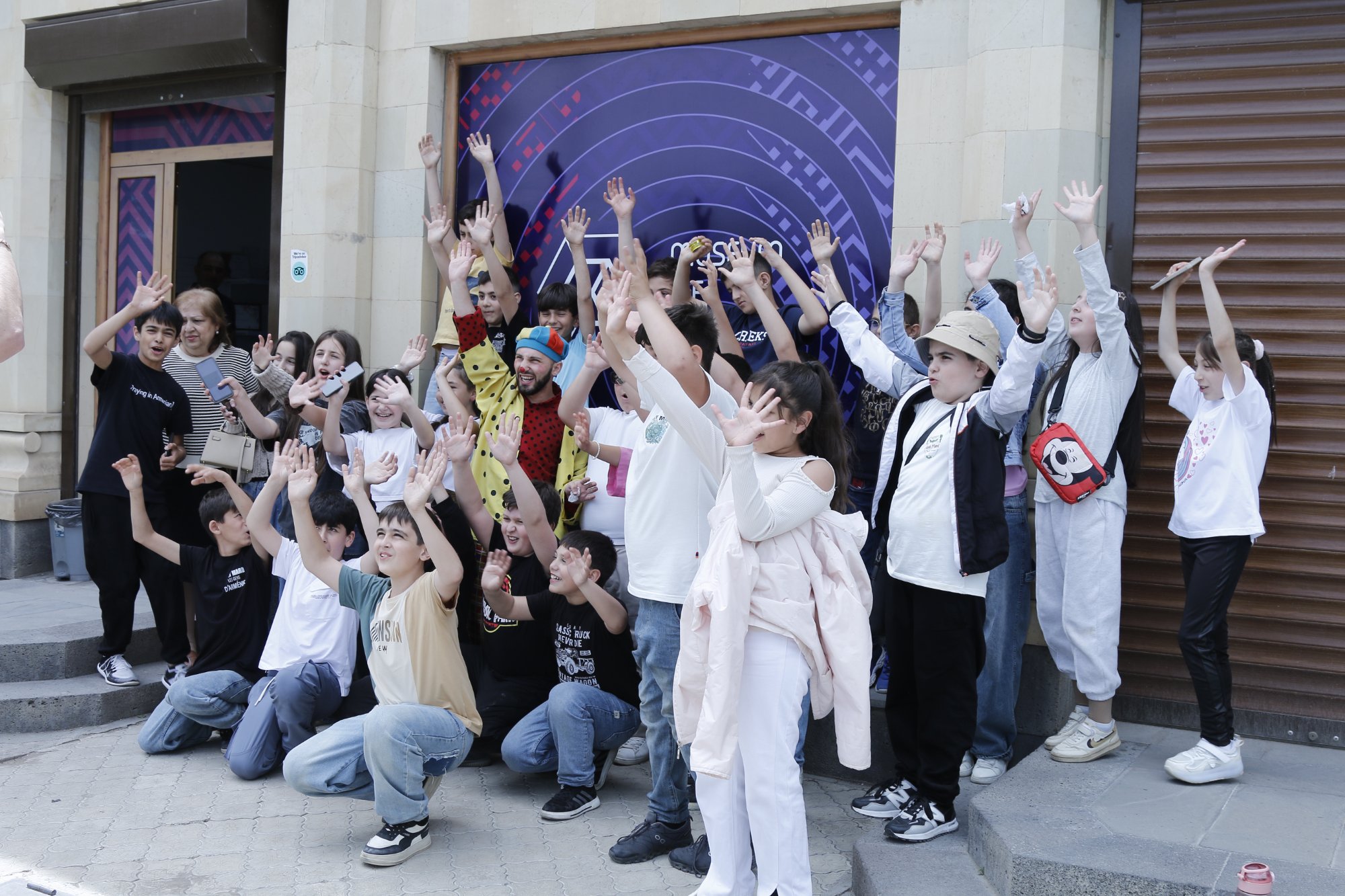 School group outside museum